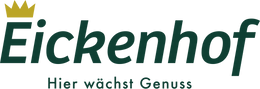 Wortlogo vom Eickenhof mit  dem Claim "Hier wächst Genuss"